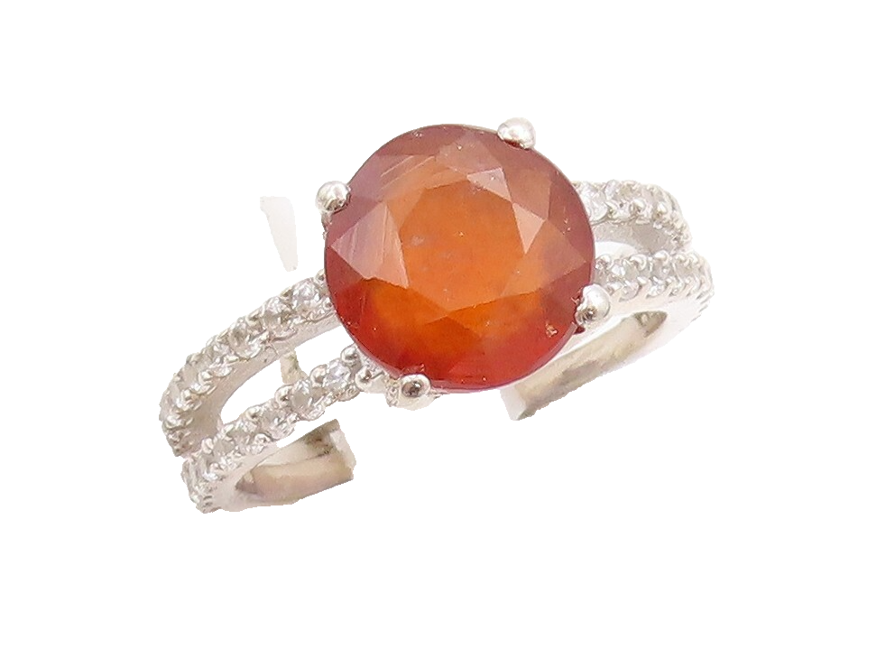 925 Sterling Silver Vintage Ring Round Cut Gemstone Split Band CZ  Sz 7  RG30650