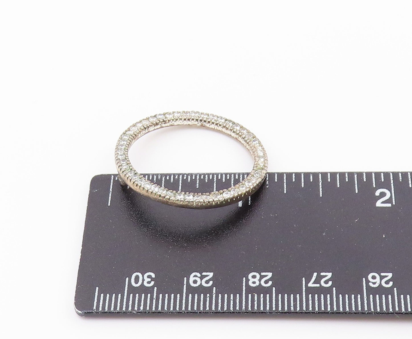 925 Sterling Silver  Vintage Shiny Cubic Zirconia Open Circle Pendant  PT17010