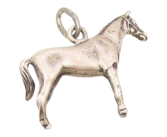 925 Sterling Silver  Vintage Standing Horse Animal Motif Pendant  PT17139