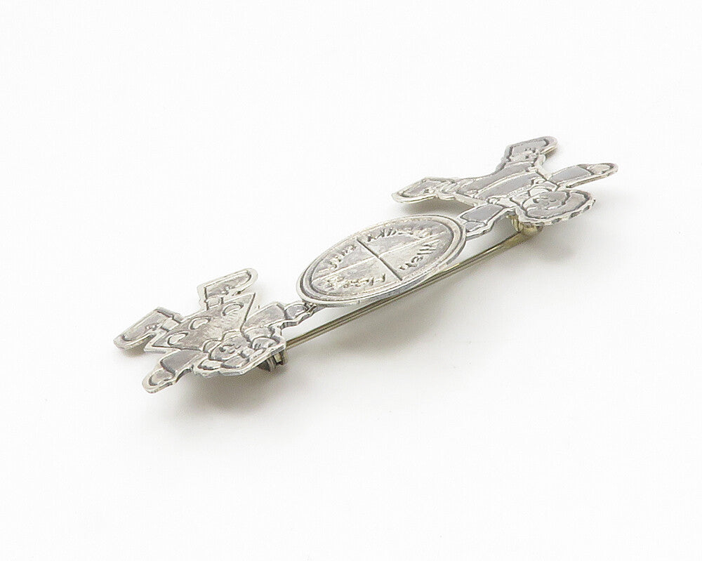 MEXICO 925 Sterling Silver Vintage Inspirational Children Brooch Pin BP5400