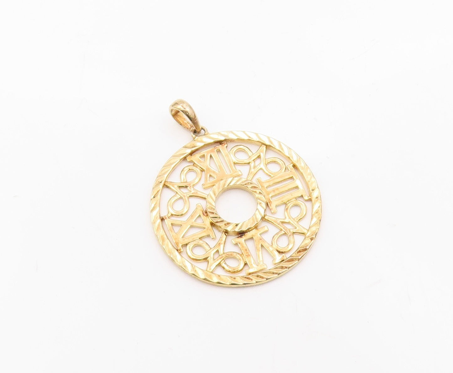 ROSS SIMON 925 Silver  Shiny Gold Plated Roman Numerals Pendant  PT14122