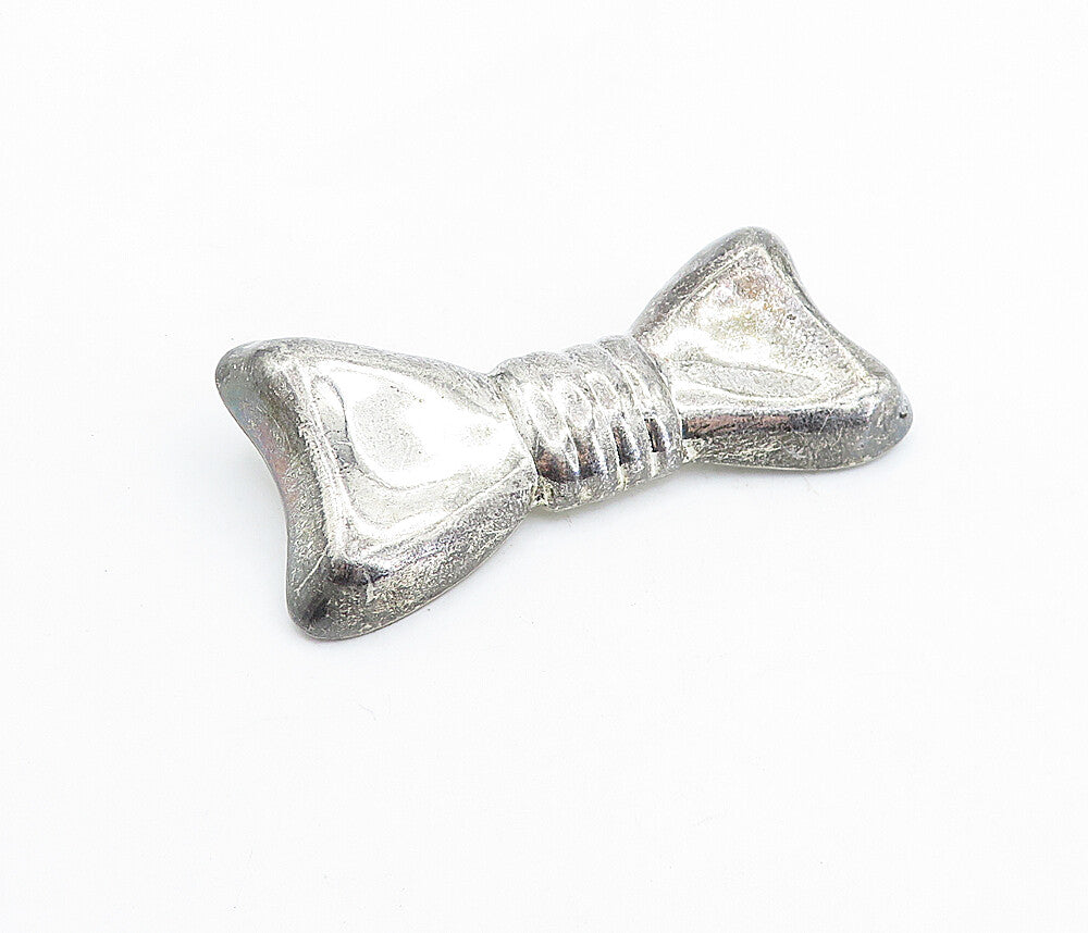 925 Sterling Silver  Vintage Hollow Bow Tied Ribbon Motif Brooch Pin  BP2063