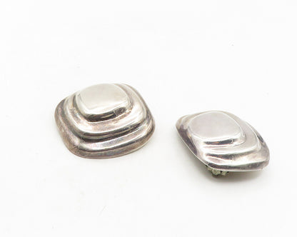 MEXICO 925 Sterling Silver  Vintage Graduated Dome Non Pierce Earrings  EG5196