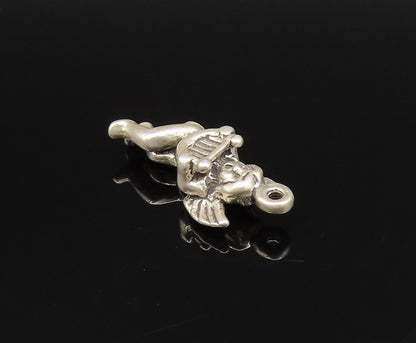 DISNEY 925 Silver  Vintage Baby Angel Playing Harp Charm Pendant  PT21519
