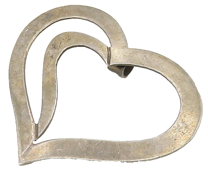 925 Sterling Silver  Vintage Dark Tone Open Love Heart Pendant  PT12263