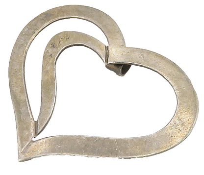 925 Sterling Silver  Vintage Dark Tone Open Love Heart Pendant  PT12263