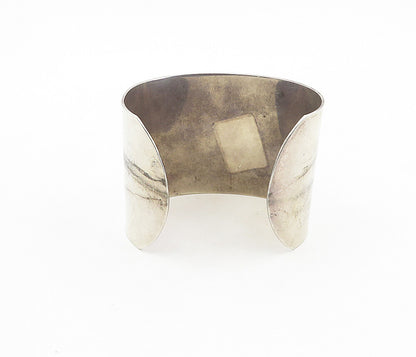 925 Sterling Silver  Vintage Sodalite Smooth Shiny Wide Cuff Bracelet  BT3935