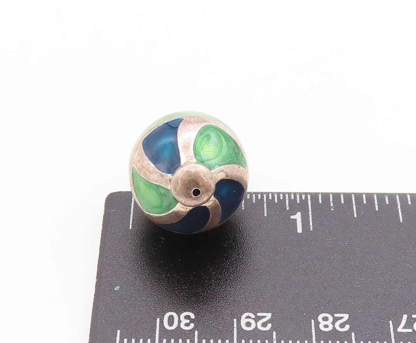 925 Sterling Silver Vintage Pendant Enameled Geometric Sphere Design  PT25120