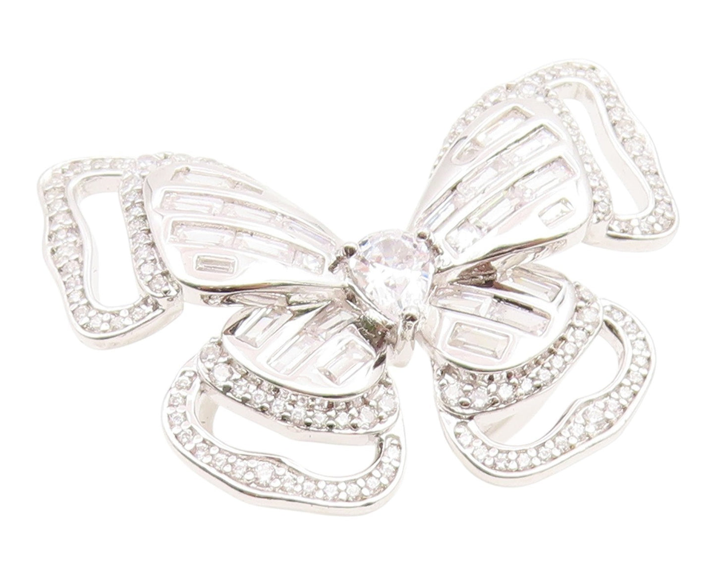 925 Sterling Silver Vintage Ring Multi Shape CZ Elegant Butterfly  Sz 7  RG35231