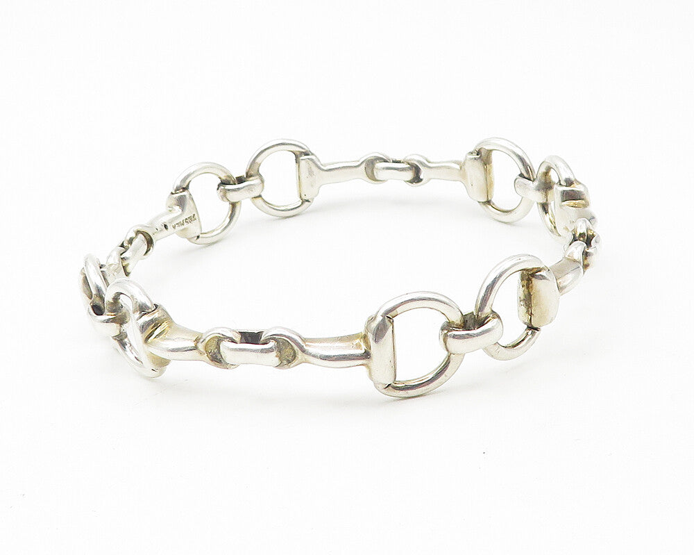 MEXICO 925 Sterling Silver  Vintage Shiny Bar Link Bangle Bracelet  BT4559