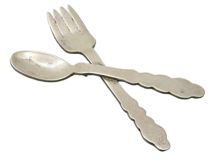 MEXICO 925 Sterling Silver  Vintage Shiny Petite Fork & Spoon Trinket  TR1837