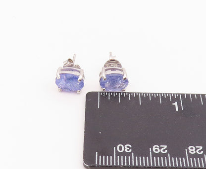 925 Sterling Silver Vintage Earrings Minimalist Oval Cut Tanzanite Stud  EG14210