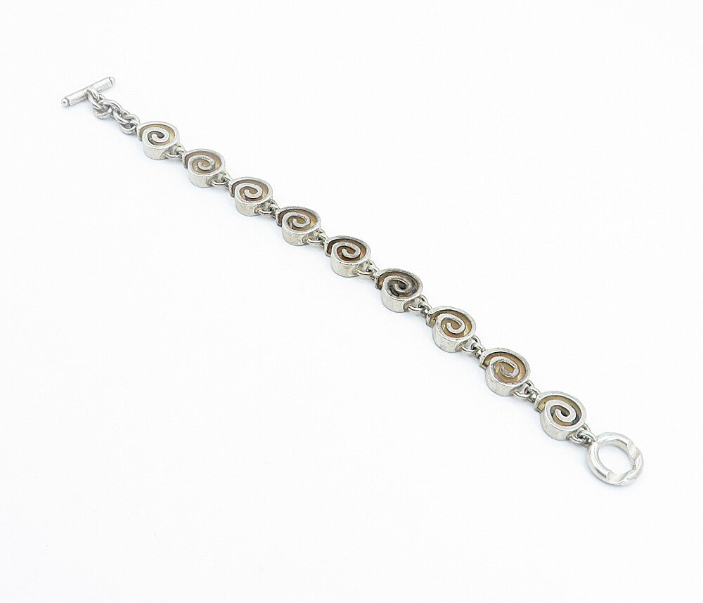925 Sterling Silver & 14K GOLD  Vintage Spiral Link Chain Bracelet  BT3326