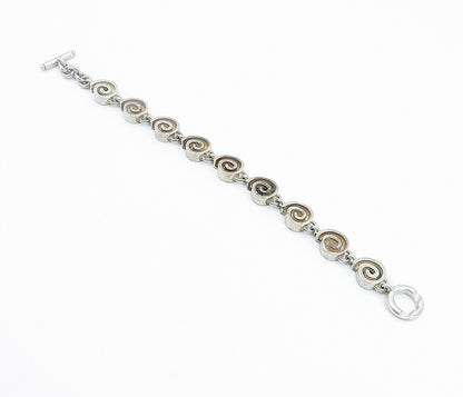925 Sterling Silver & 14K GOLD  Vintage Spiral Link Chain Bracelet  BT3326