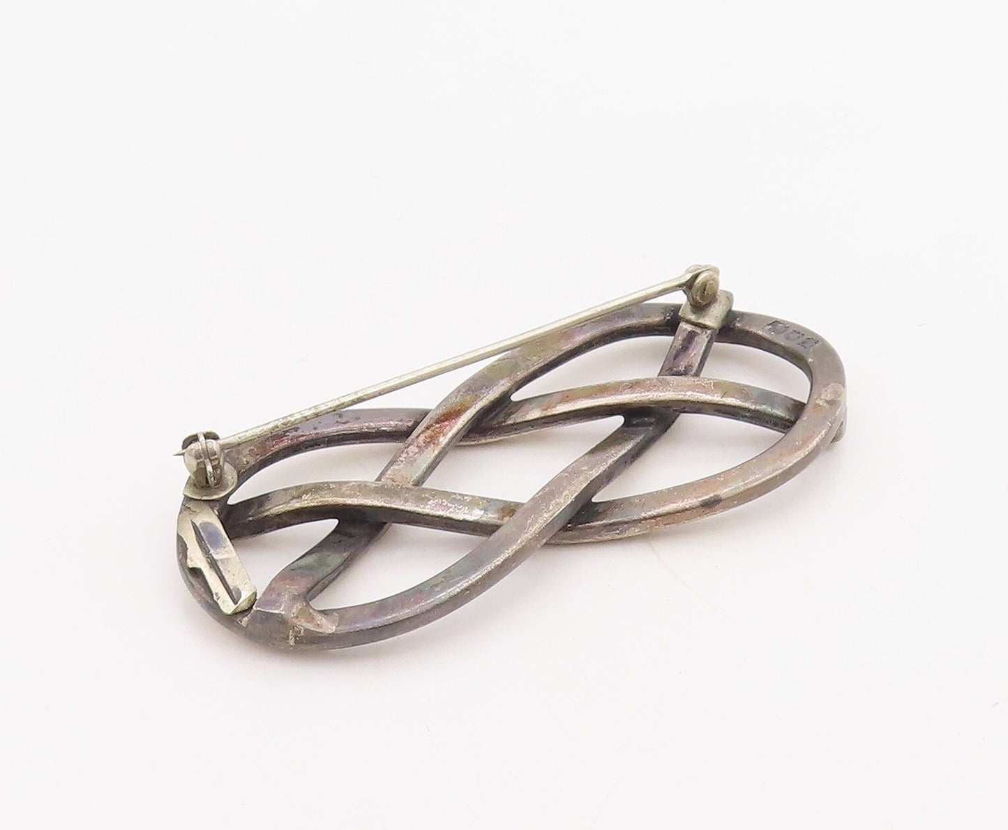 925 Sterling Silver Vintage Brooch Pin ENGLAND Antique Lover's Knot  BP11204