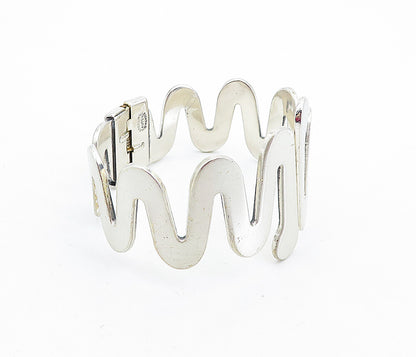 SAUTER RENOIR 925 Sterling Silver  Vintage Wavy Matte Bangle Bracelet  BT2785