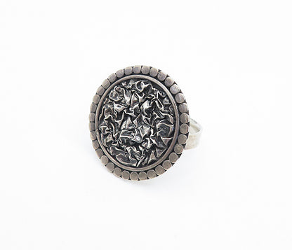 925 Sterling Silver  Vintage Modernist Sculpted Round Band Ring Sz 6.5  RG8099