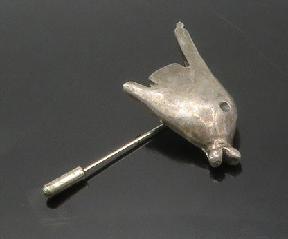 925 Sterling Silver  Vintage Dark Tone Hollow Fish Motif Fur Pin  TR2321