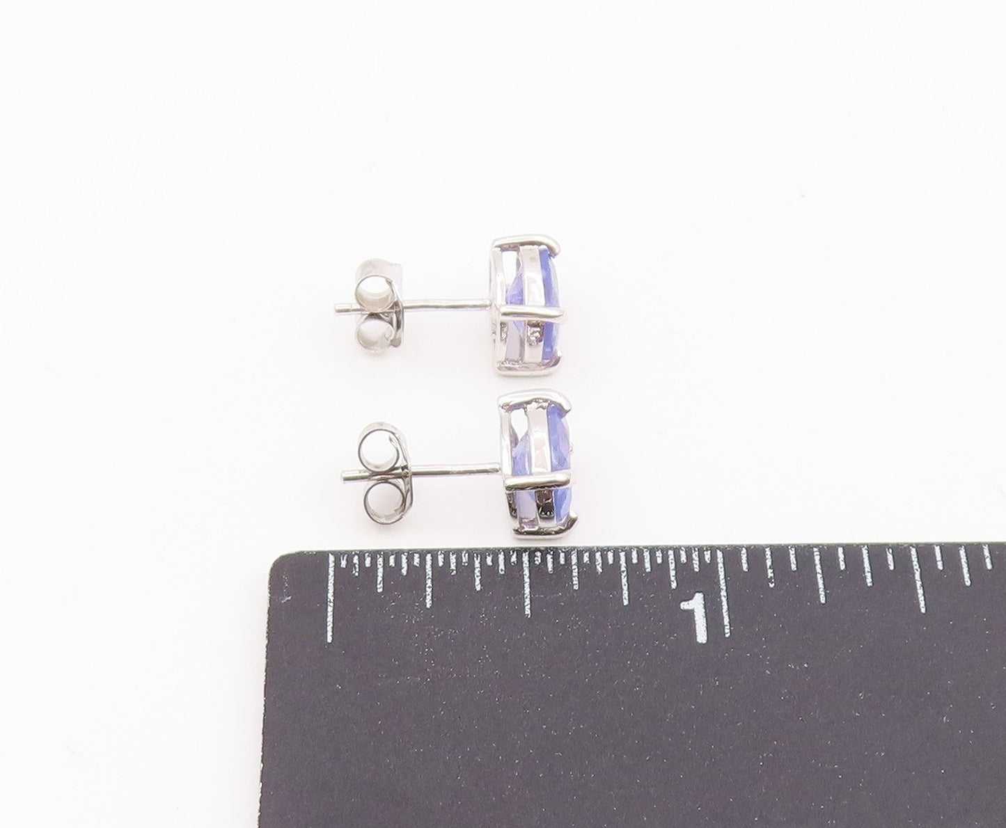 925 Sterling Silver Vintage Earrings Classic Oval Cut Tanzanite Studs  EG14442