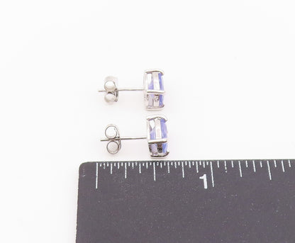 925 Sterling Silver Vintage Earrings Classic Oval Cut Tanzanite Studs  EG14442