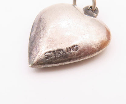 925 Sterling Silver   Vintage Antique Hollow Love Heart Charm Pendant  PT20528