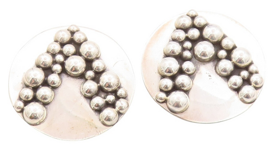925 Sterling Silver Vintage Earrings CARSI MEXICO Carved Bubble Design  EG13568
