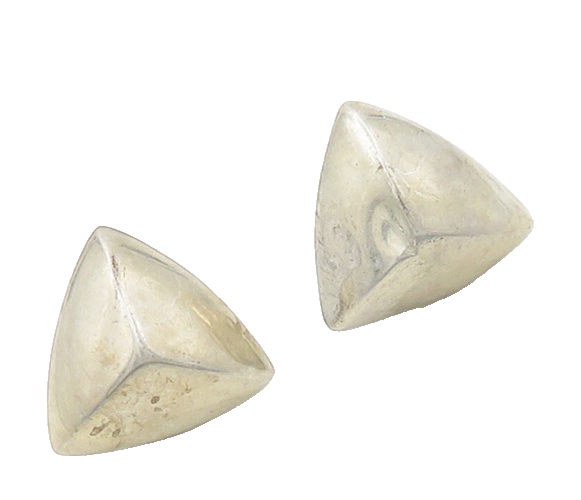 925 Sterling Silver & 14K GOLD  Vintage Shiny Triangle Stud Earrings  EG9523