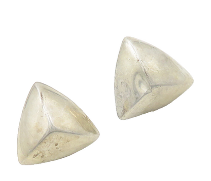 925 Sterling Silver & 14K GOLD  Vintage Shiny Triangle Stud Earrings  EG9523