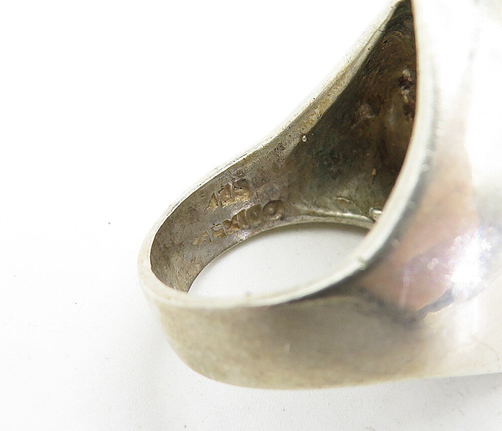 MEXICO 925 Sterling Silver Vintage Large Fluted Design Band Ring Sz 7 RG5499