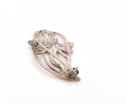 925 Sterling Silver Vintage Brooch Dark Tone Cutout Tinkerbell  BP11517