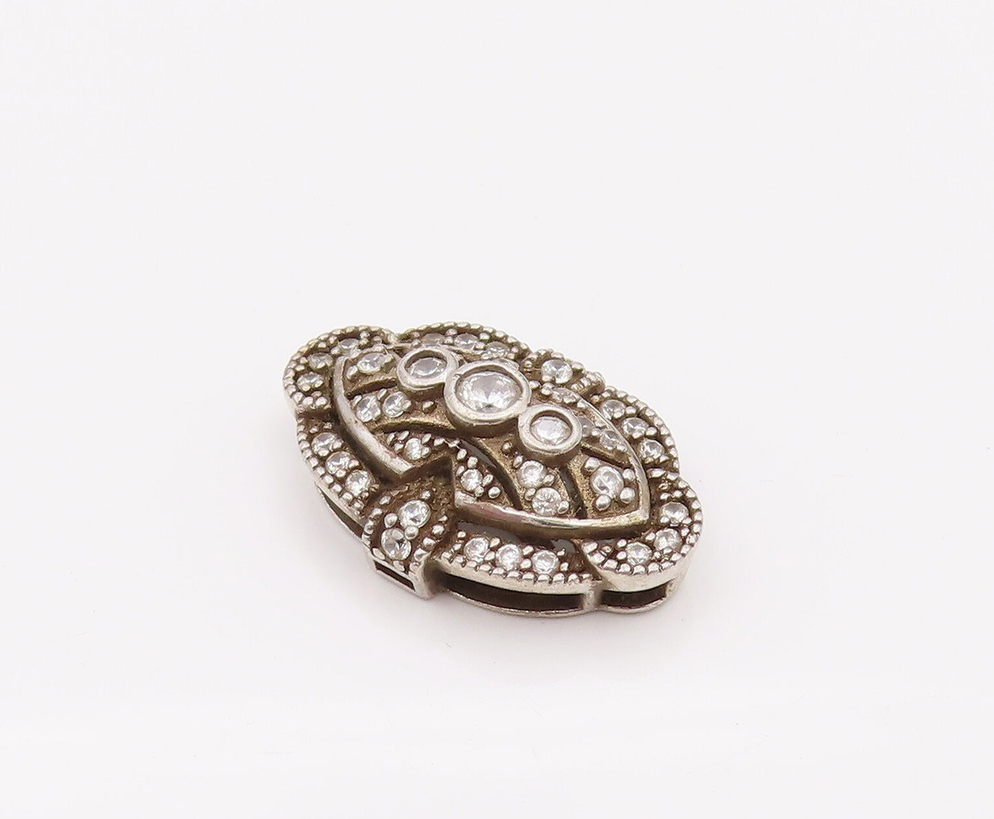 925 Sterling Silver  Vintage CZ Eye Inside The Flower Pendant  PT22104