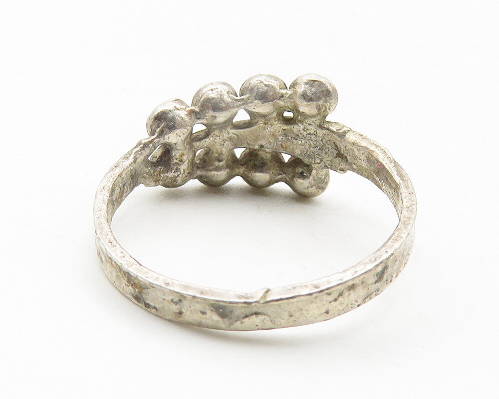 925 Sterling Silver  Vintage Cubic Zirconia & Enamel Band Ring Sz 5  RG11479