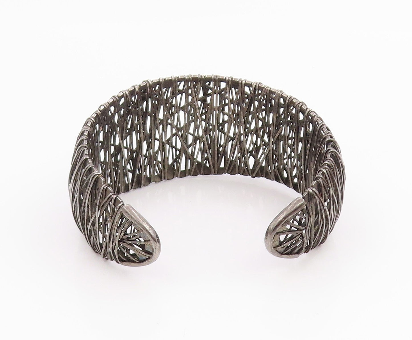 925 Sterling Silver Vintage Bracelet MILOR Intertwined Tangle Mesh Cuff  BT11953