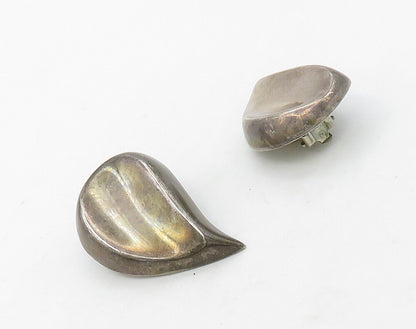 MEXICO 925 Sterling Silver  Vintage Rain Drop Non Pierce Earrings  EG8300