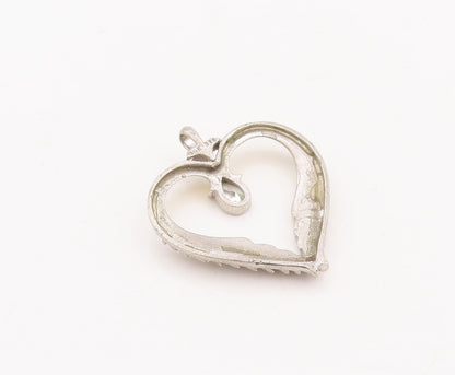 925 Sterling Silver Vintage Pendant Drop Cut Topaz Carved Wings Heart  PT23447