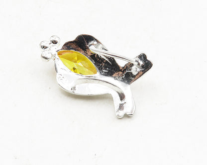 925 Sterling Silver  Marquise Cut Citrine Crossed Ribbon Slide Pendant  PT7209