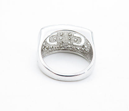 925 Sterling Silver  White Topaz Shiny Square Dome Band Ring Sz 6  RG6379