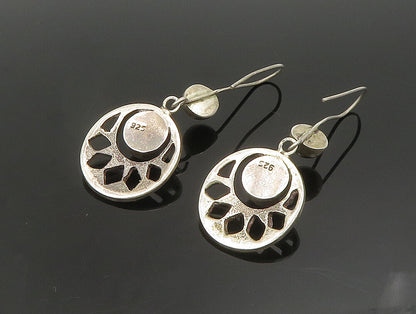 925 Sterling Silver  Vintage Cat's Eye & Ball Cut Out Dangle Earrings  EG11661