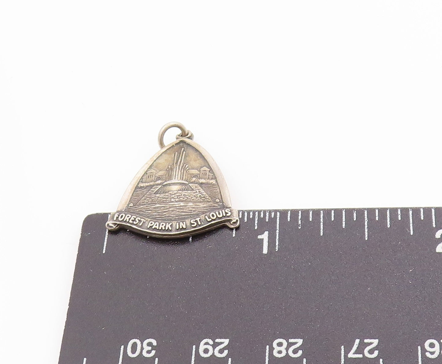 925 Sterling Silver Vintage Pendant Forest Park In St Louis Design Charm PT24881