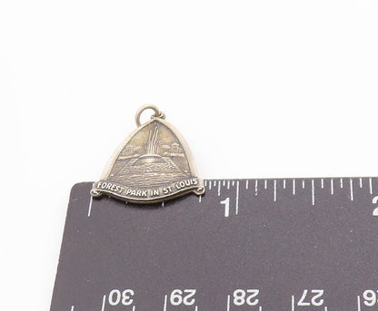 925 Sterling Silver Vintage Pendant Forest Park In St Louis Design Charm PT24881