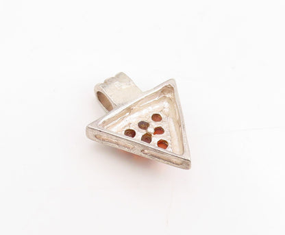 925 Sterling Silver Vintage Pendant POLAND Carnelian Beaded Pyramid  PT25354
