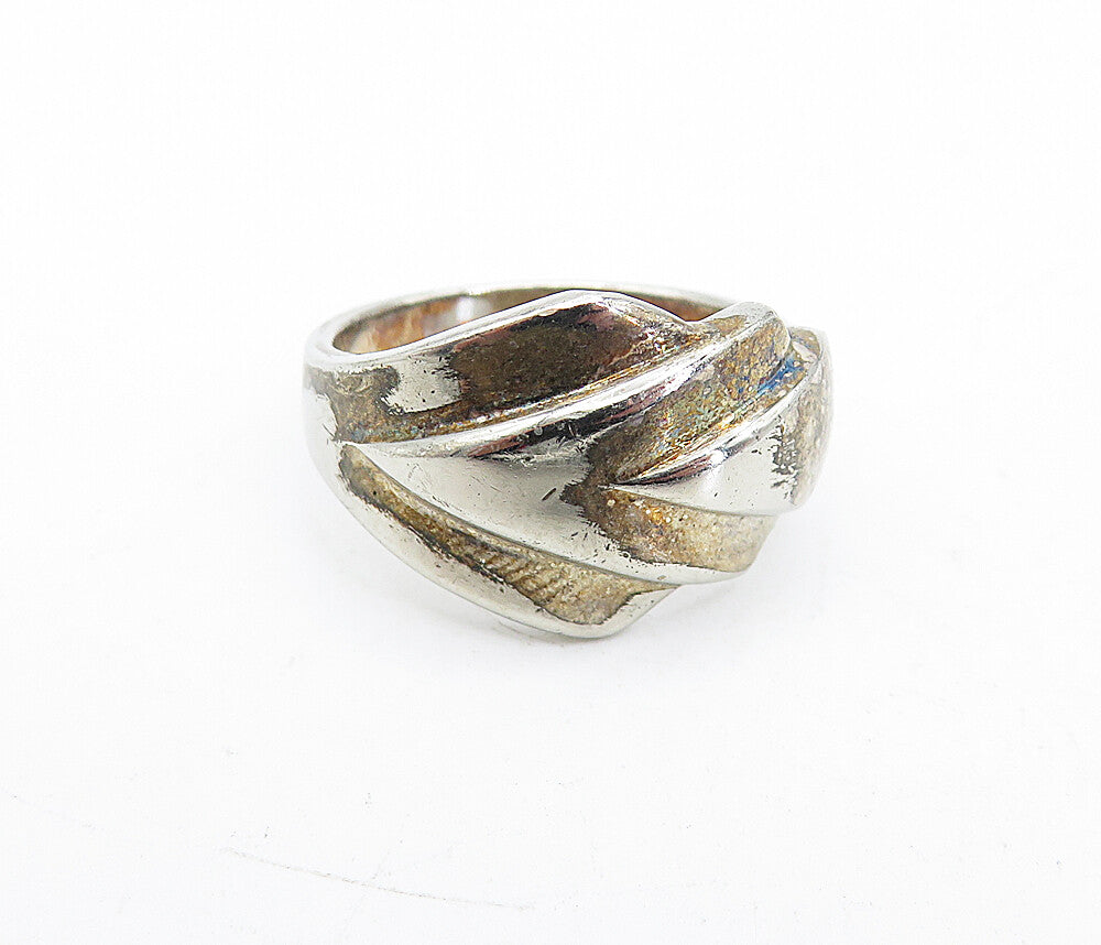 925 Sterling Silver  Vintage Shiny Arrow Design Band Ring Sz 7.5  RG5568