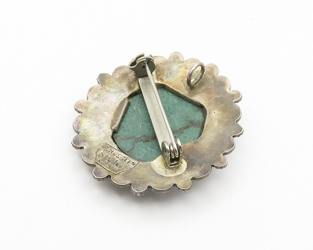 ISRAEL 925 Sterling Silver  Vintage Cabochon Eilat Stone Brooch Pin  BP5747