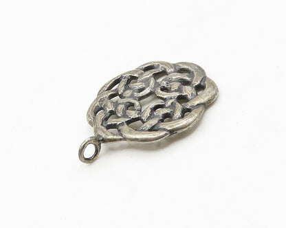 925 Sterling Silver  Vintage Dark Tone Celtic Knot Round Pendant  PT14792
