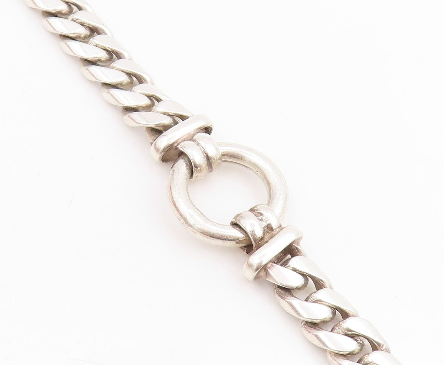 925 Sterling Silver Vintage Bracelet Modernist Curb Link Toggle Chain  BT11486