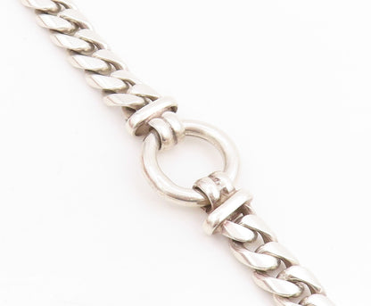 925 Sterling Silver Vintage Bracelet Modernist Curb Link Toggle Chain  BT11486