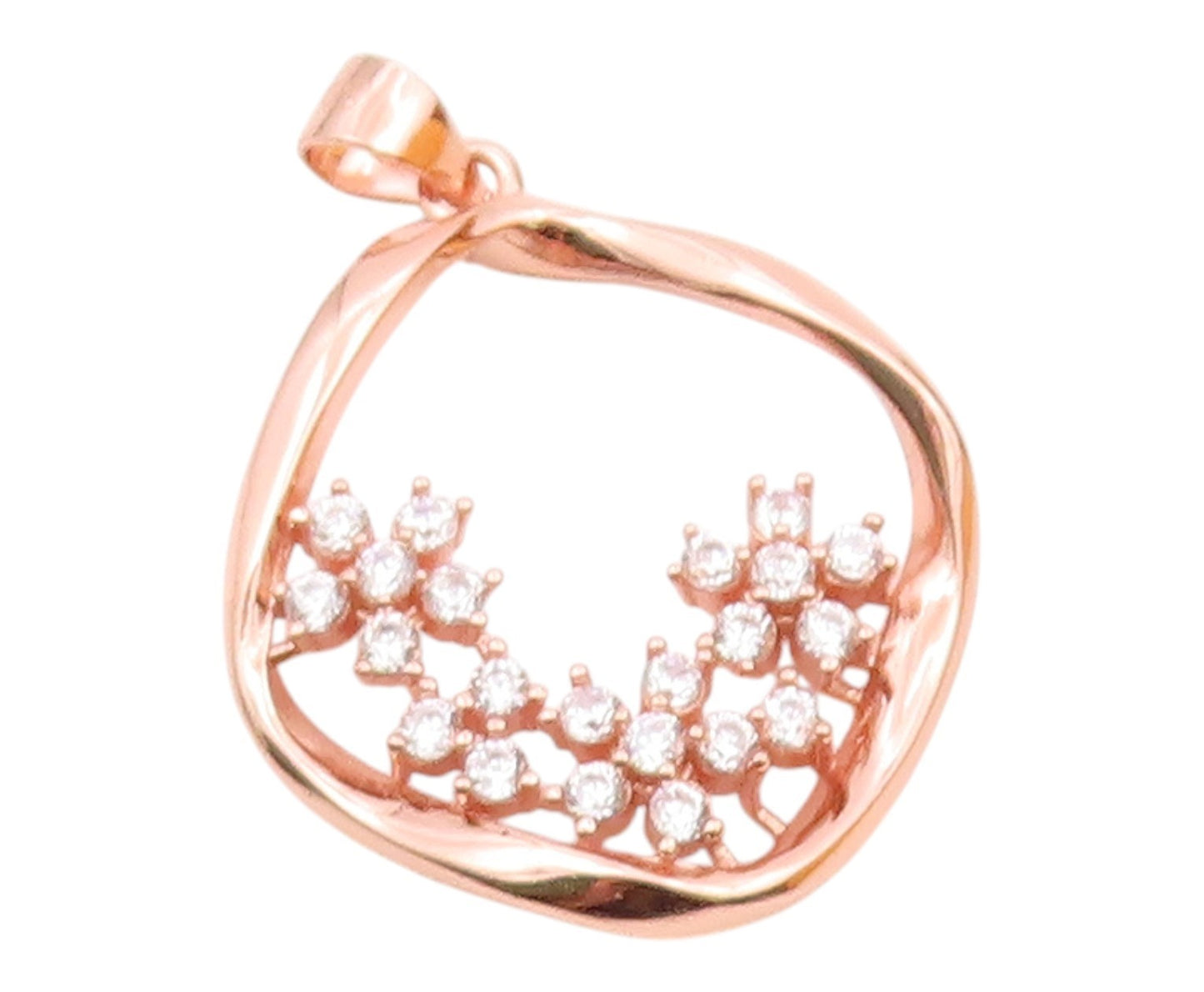 925 Sterling Silver  Vintage Topaz Cluster Rose Gold Plated Pendant  PT20309