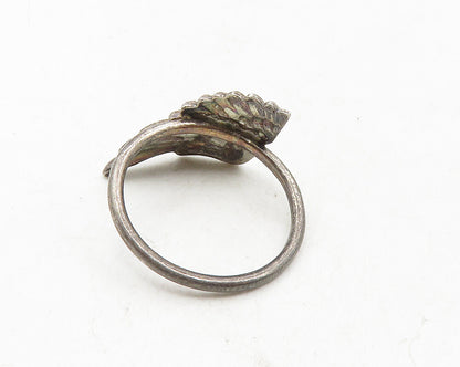 925 Sterling Silver  Vintage Antique Dark Tone Wing Band Ring Sz 8  RG9922
