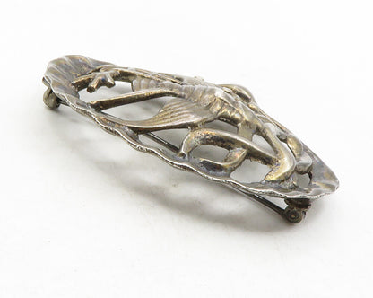 925 Sterling Silver  Vintage Dark Tone Fish Under Water Brooch Pin  BP4585