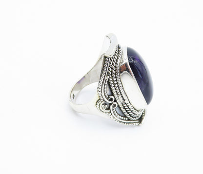 925 Sterling Silver  Amethyst Rope Twist Swirl Cocktail Ring Sz 7  RG8157